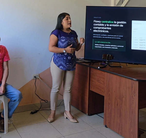 Explicación del sistema contable Flowy a los asistentes